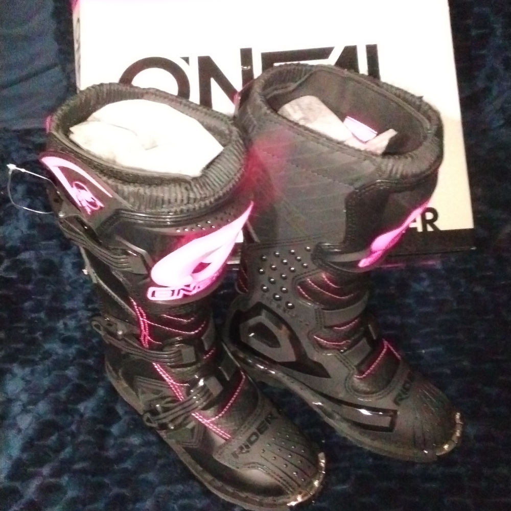 O'Neal Women's Black and Pink Motocross Boots